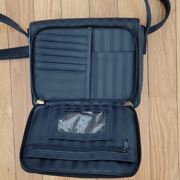 NINE West Navy Two Toned Striped Crossbody - Picture 4 of 9